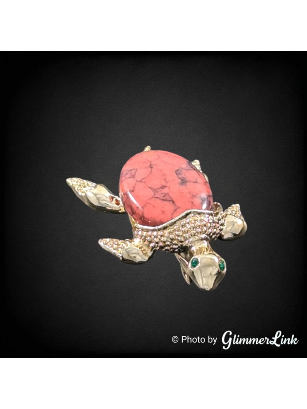 Vintage 1960s Gerry’s Turtle Pink Stone Rhinestone Gold Tone Brooch - Picture 5 of 9